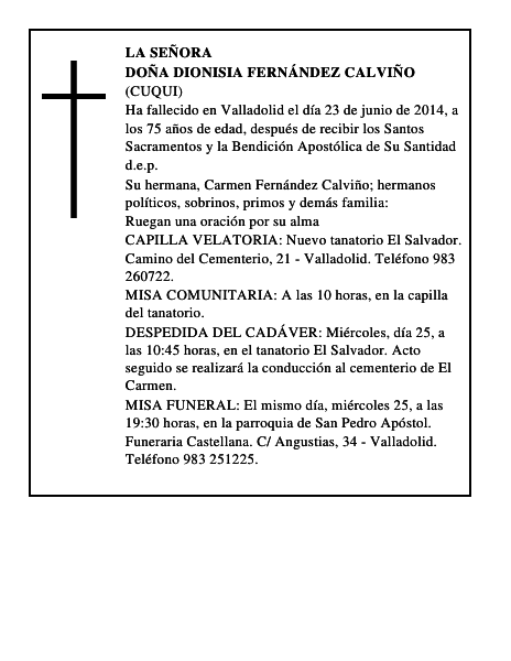Doña Dionisia Fernández Calviño
