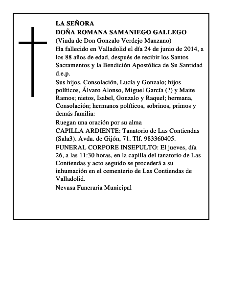 Doña Romana Samaniego Gallego