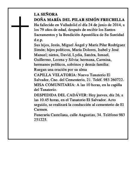 Doña María del Pilar Simón Frechilla