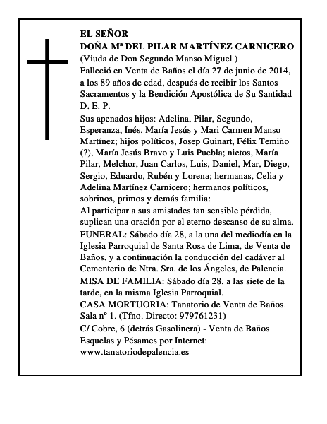 Doña Mª del Pilar Martínez Carnicero