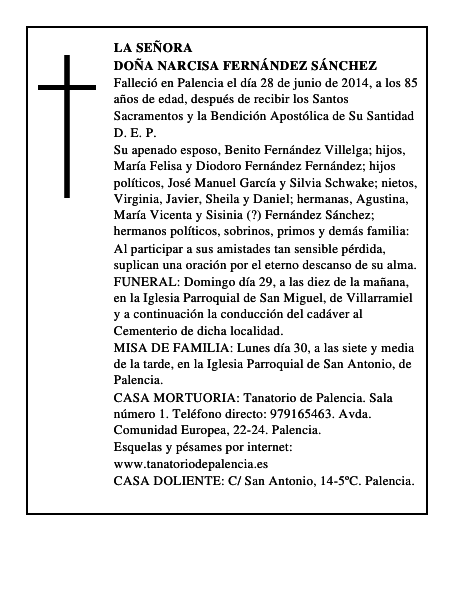 Doña Narcisa Fernández Sánchez