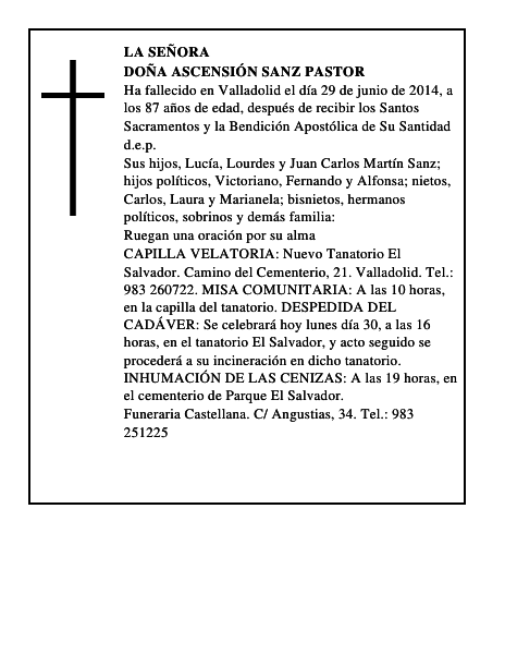 Doña Ascensión Sanz Pastor