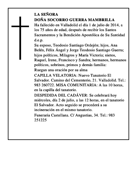 Doña Socorro Guerra Mambrilla