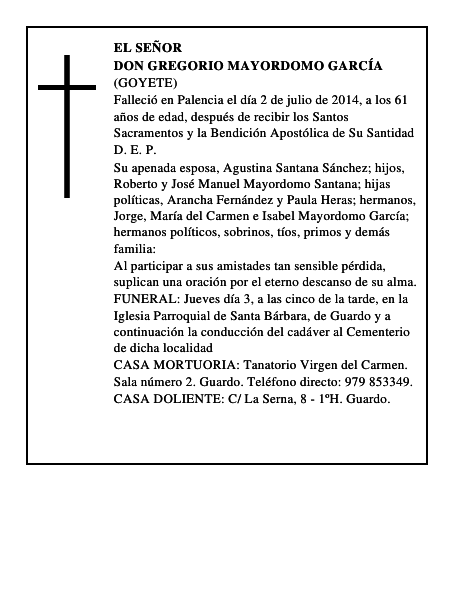 Don Gregorio Mayordomo García