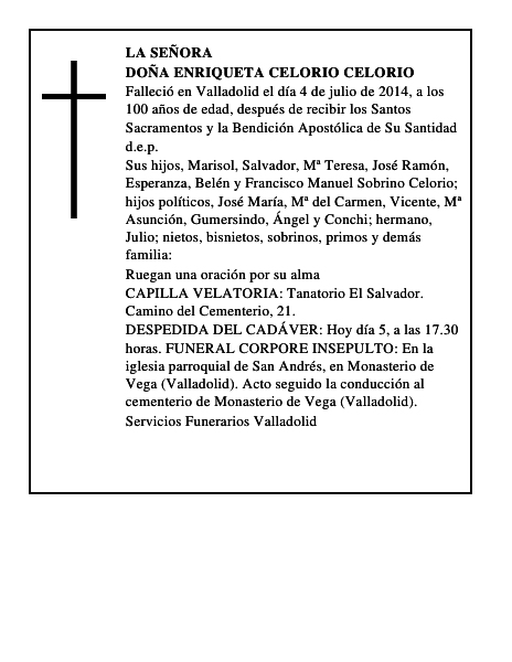 Doña Enriqueta Celorio Celorio