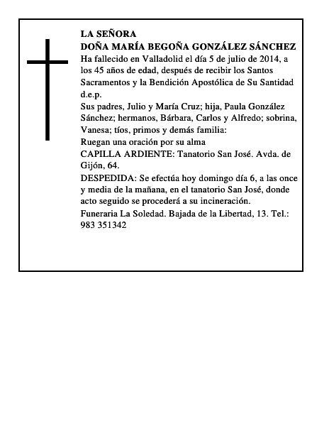 Doña María Begoña González Sánchez