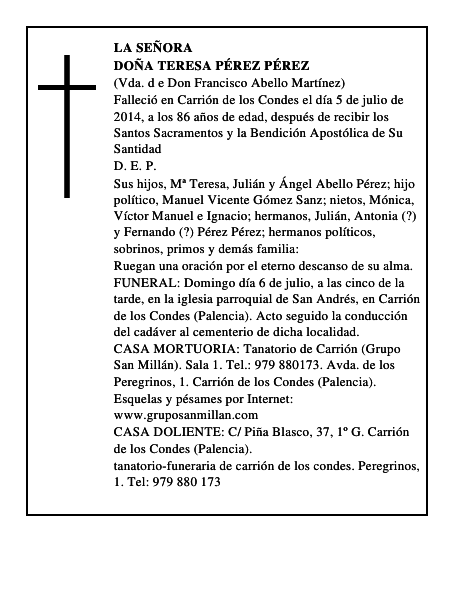 Doña Teresa Pérez Pérez