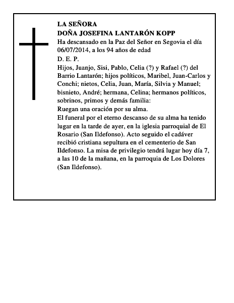 Doña Josefina Lantarón Kopp