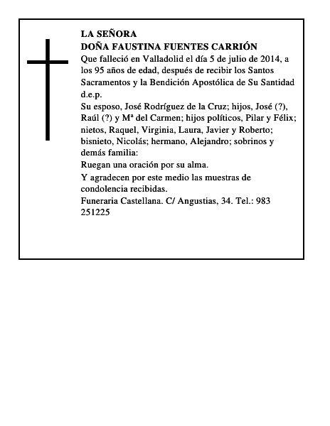 Doña Faustina Fuentes Carrión