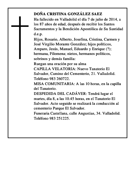 Doña Cristina González Saez