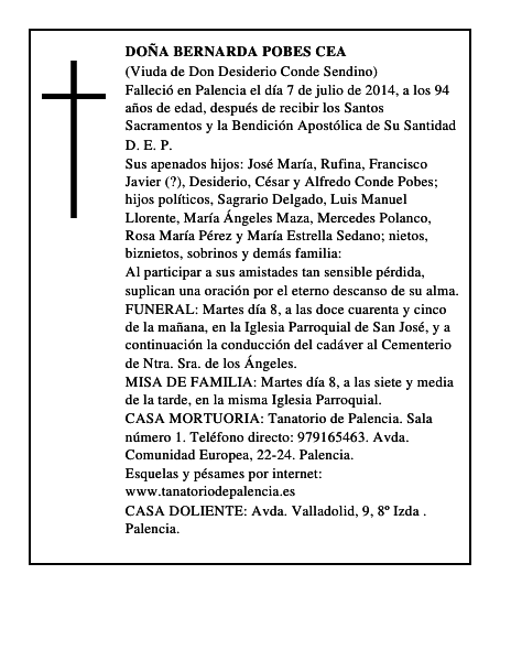 Doña Bernarda Pobes Cea
