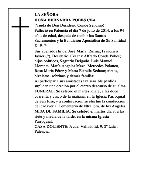 Doña Bernarda Pobes Cea