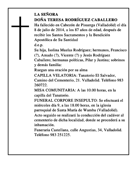 Doña Teresa Rodríguez Caballero