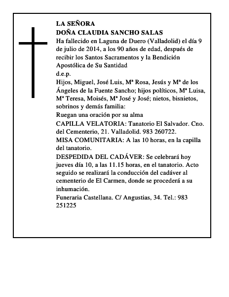 Doña Claudia Sancho Salas