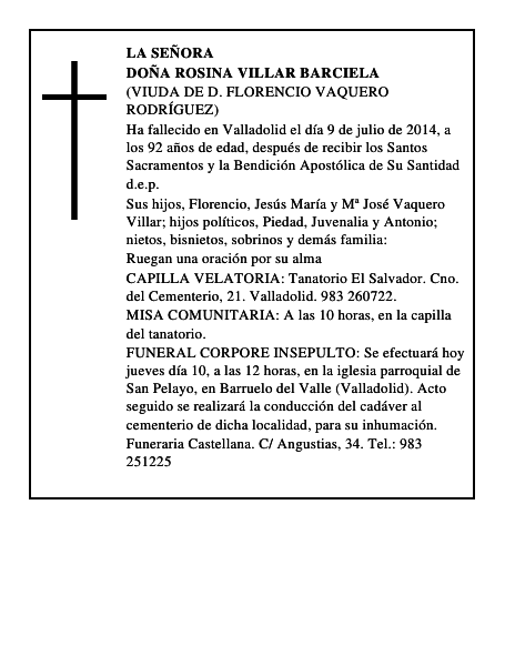 Doña Rosina Villar Barciela