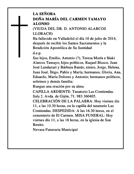 Doña María del Carmen Tamayo Alonso