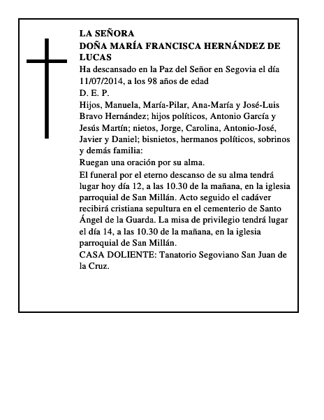 Doña María Francisca Hernández de Lucas