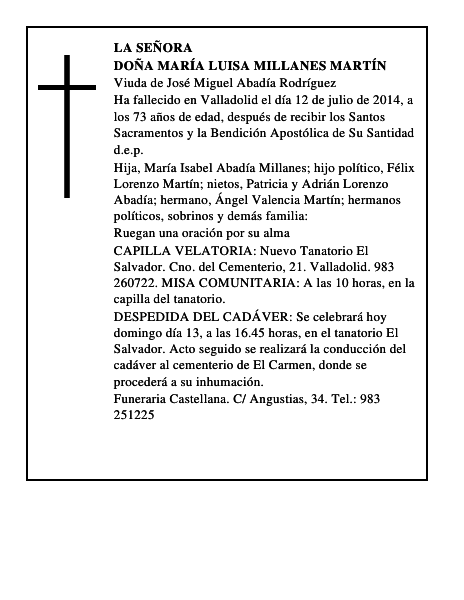 Doña María Luisa Millanes Martín
