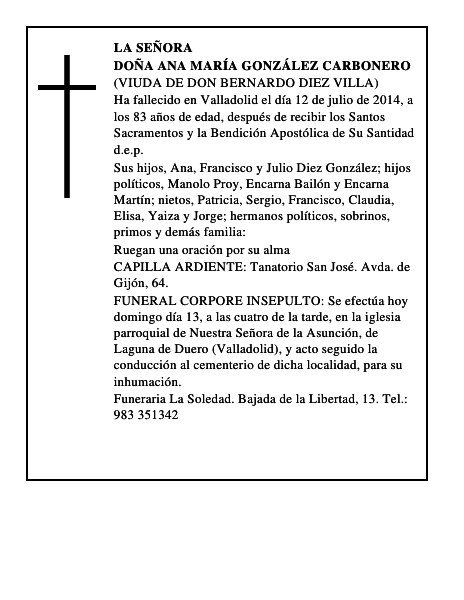 Doña Ana María González Carbonero