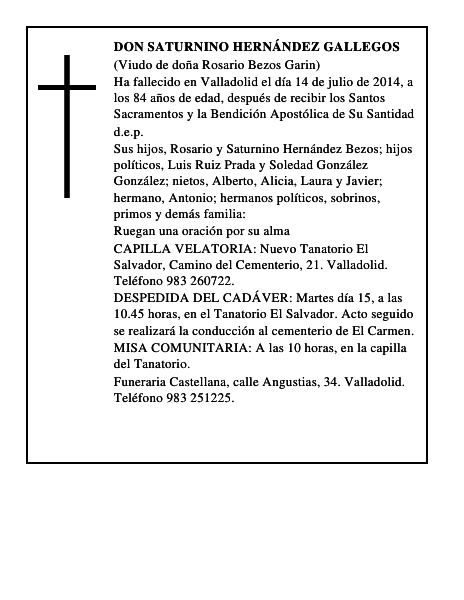 Don Saturnino Hernández Gallegos