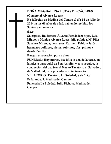 Doña Magdalena Lucas de Cáceres