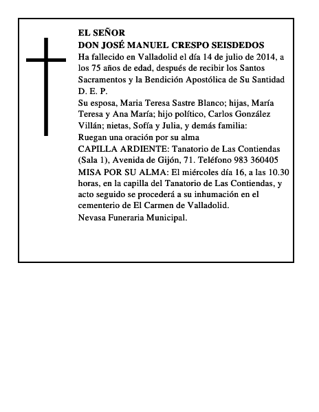 Don José Manuel Crespo Seisdedos