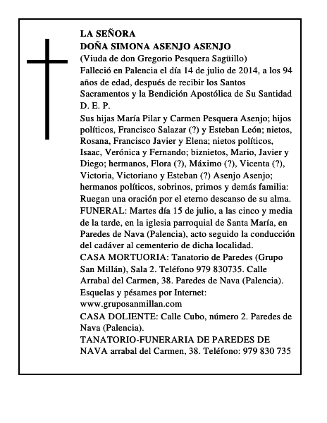 Doña Simona Asenjo Asenjo