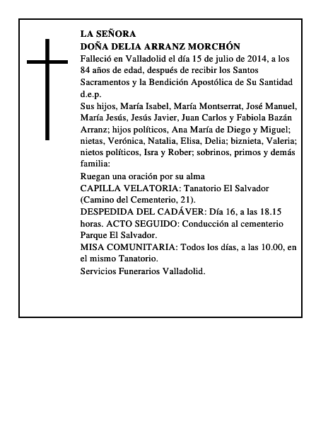 Doña Delia Arranz Morchón