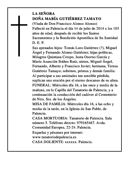 Doña María Gutiérrez Tamayo