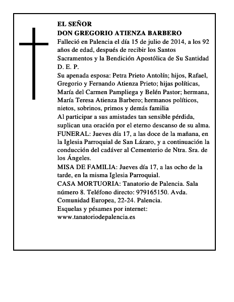 Don Gregorio Atienza Barbero