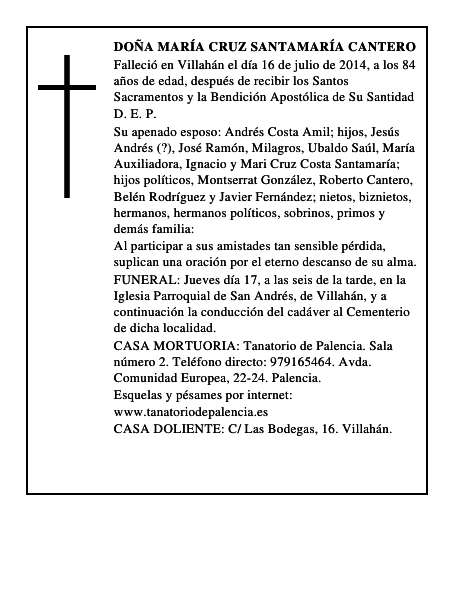 Doña María Cruz Santamaría Cantero