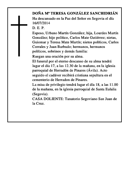 Doña Mª Teresa González Sanchidrián