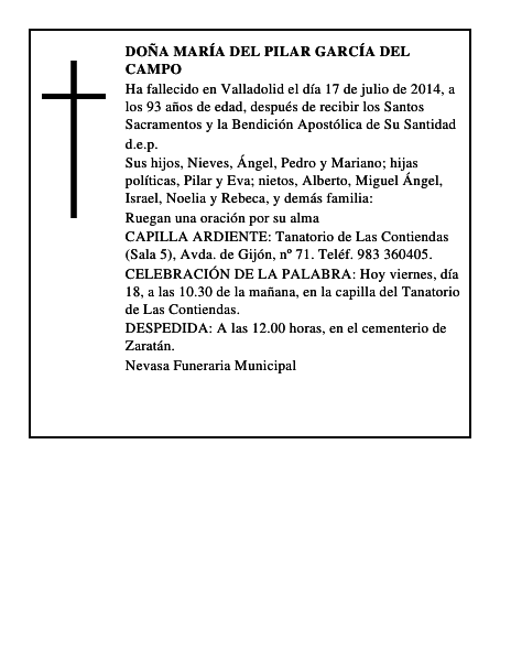 Doña María del Pilar García del Campo