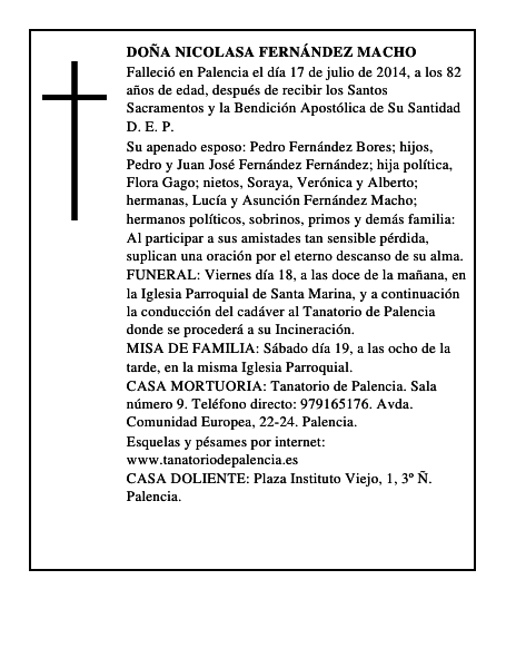 Doña Nicolasa Fernández Macho