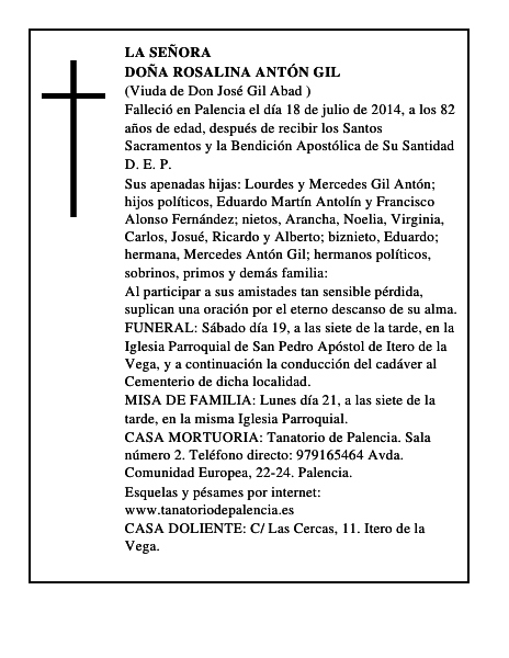 Doña Rosalina Antón Gil