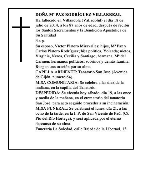 Doña Mª Paz Rodríguez Villarreal