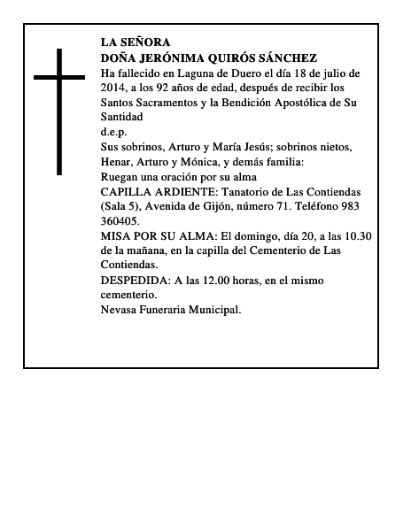 Doña Jerónima Quirós Sánchez