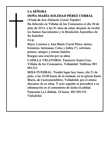 Doña María Soledad Pérez Corral