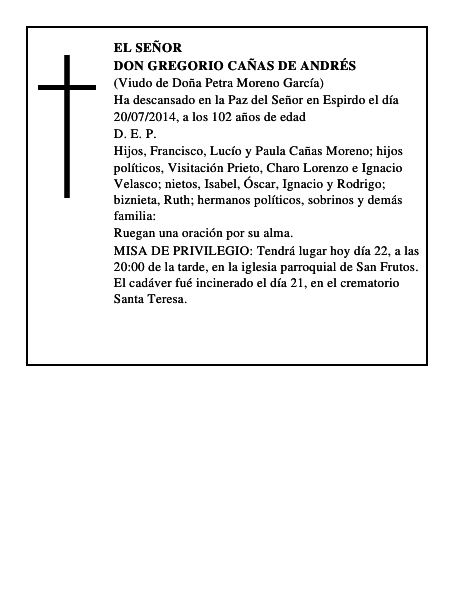 Don Gregorio Cañas de Andrés
