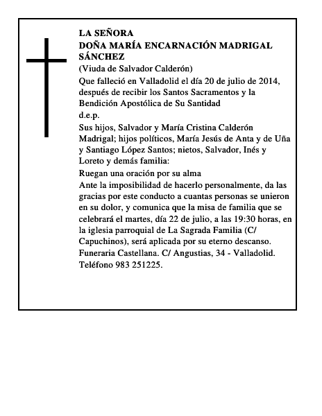 Doña María Encarnación Madrigal Sánchez