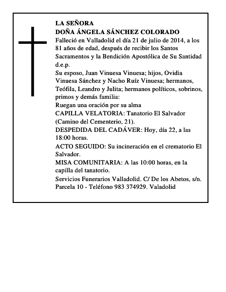 Doña Ángela Sánchez Colorado