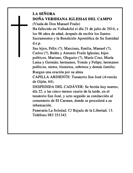 Doña Veridiana Iglesias del Campo