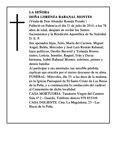 Doña Lorenza Rabanal Montes