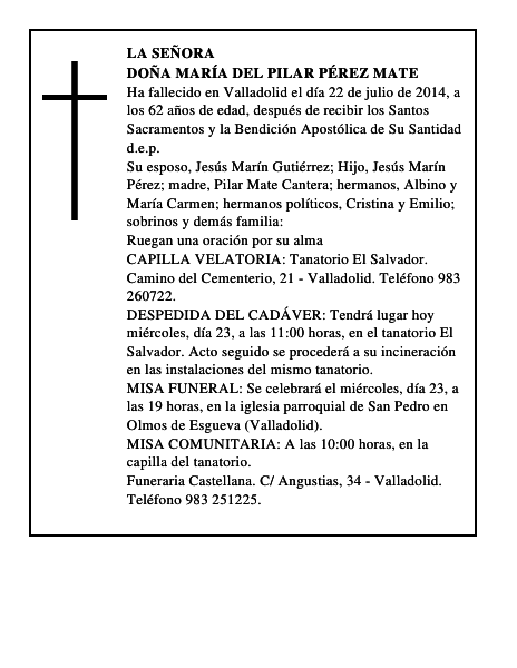 Doña María del Pilar Pérez Mate