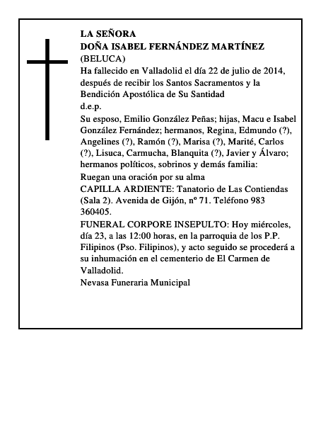 Doña Isabel Fernández Martínez