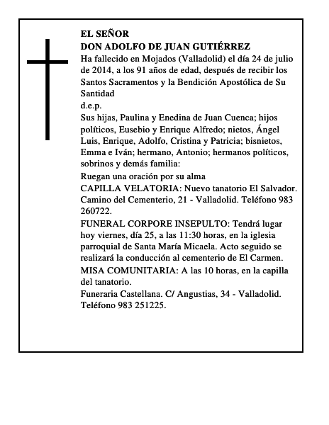 Don Adolfo de Juan Gutiérrez