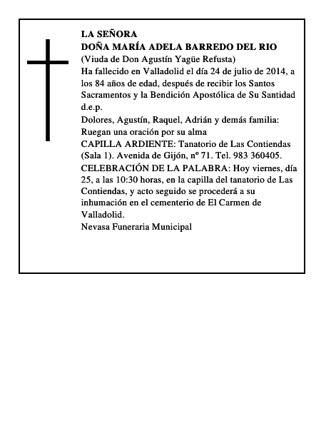 Doña María Adela Barredo del Rio