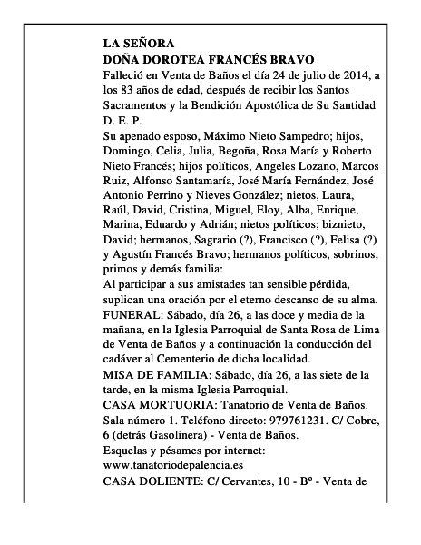 Doña Dorotea Francés Bravo