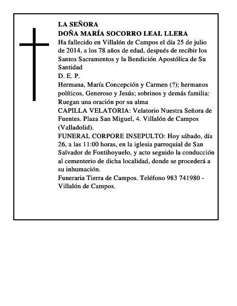 Doña María Socorro Leal Llera