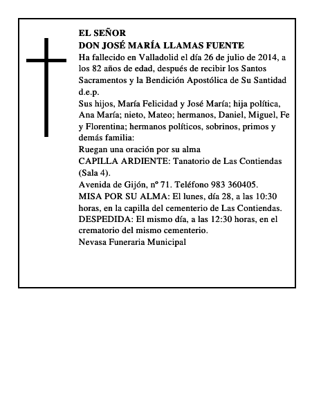 Don José María Llamas Fuente